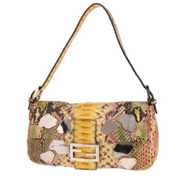 Fendi Baguette shoulder bag in yellow, green and pink python skin