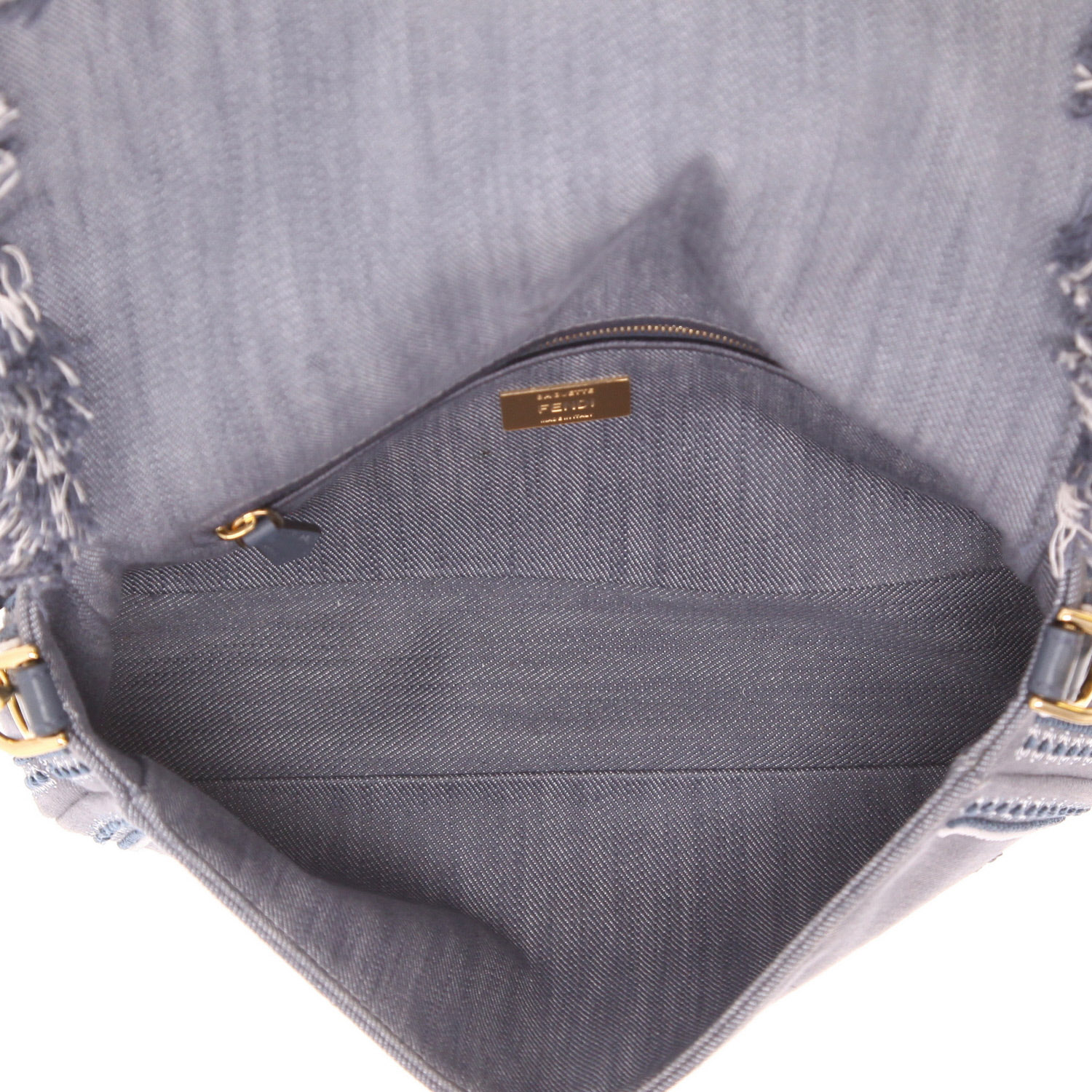 Sac à main Fendi  Baguette en toile denim bleue - Detail D3