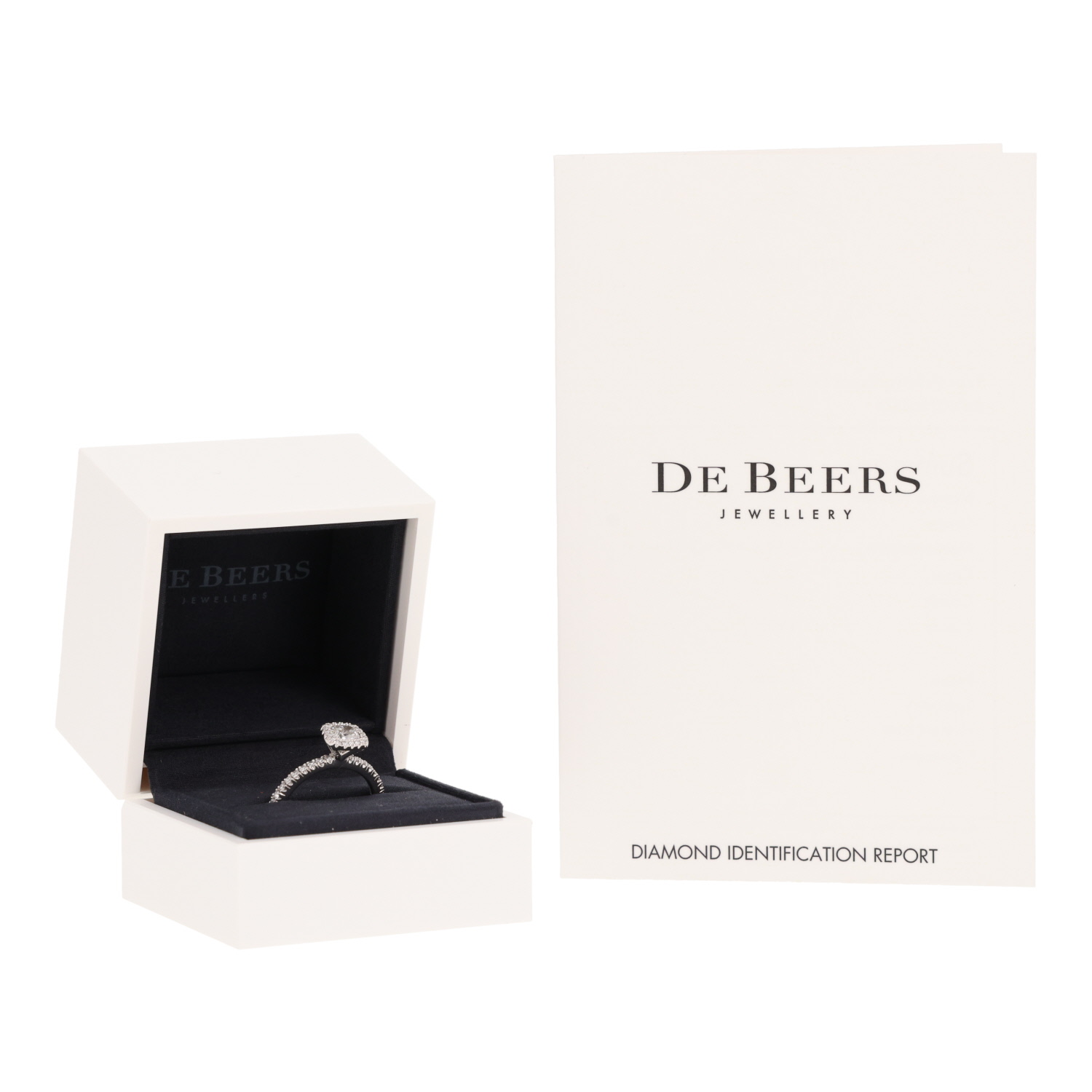 Anillo solitario De Beers Aura de platino y diamantes - Detail D2