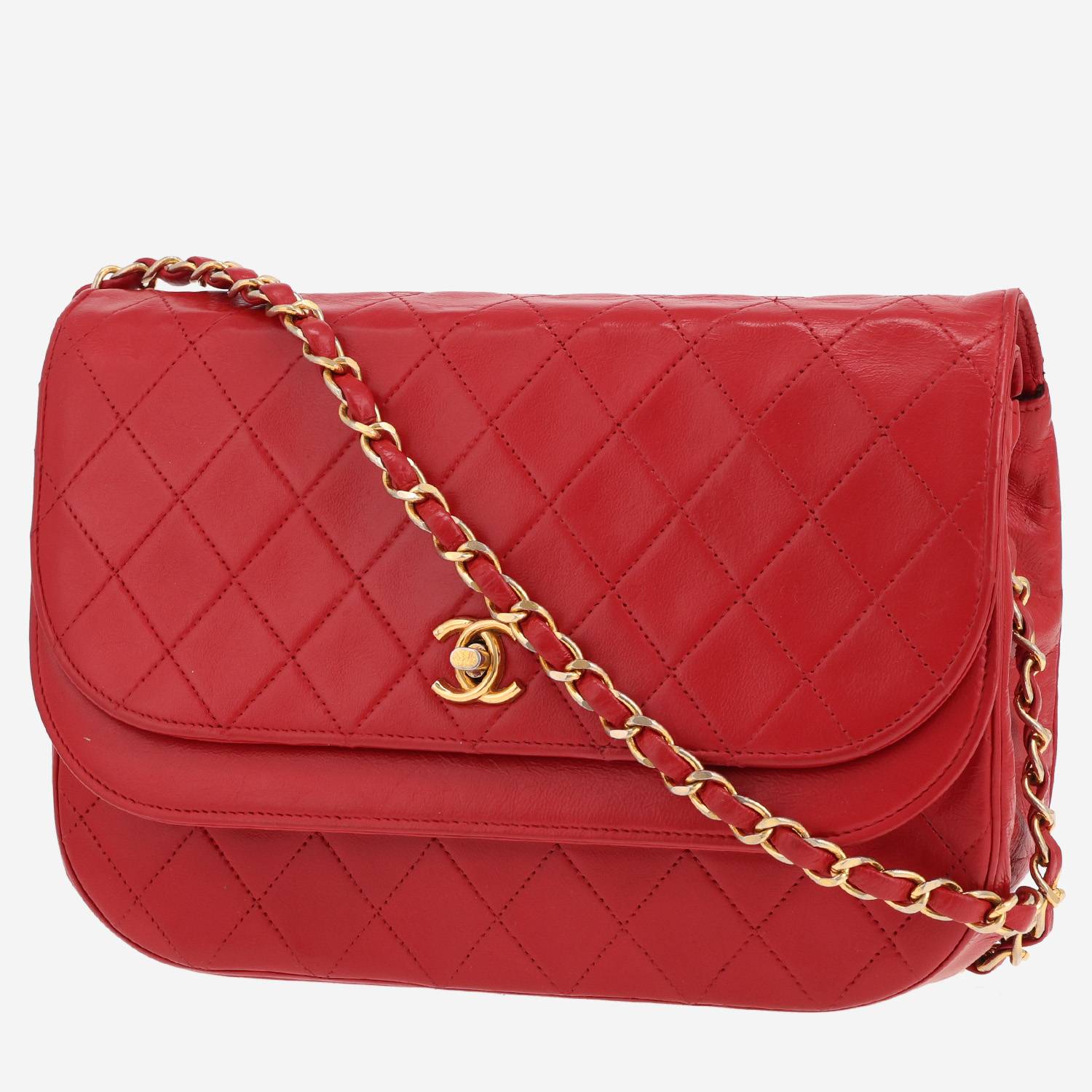 Borsa a tracolla Chanel vintage in pelle trapuntata rossa