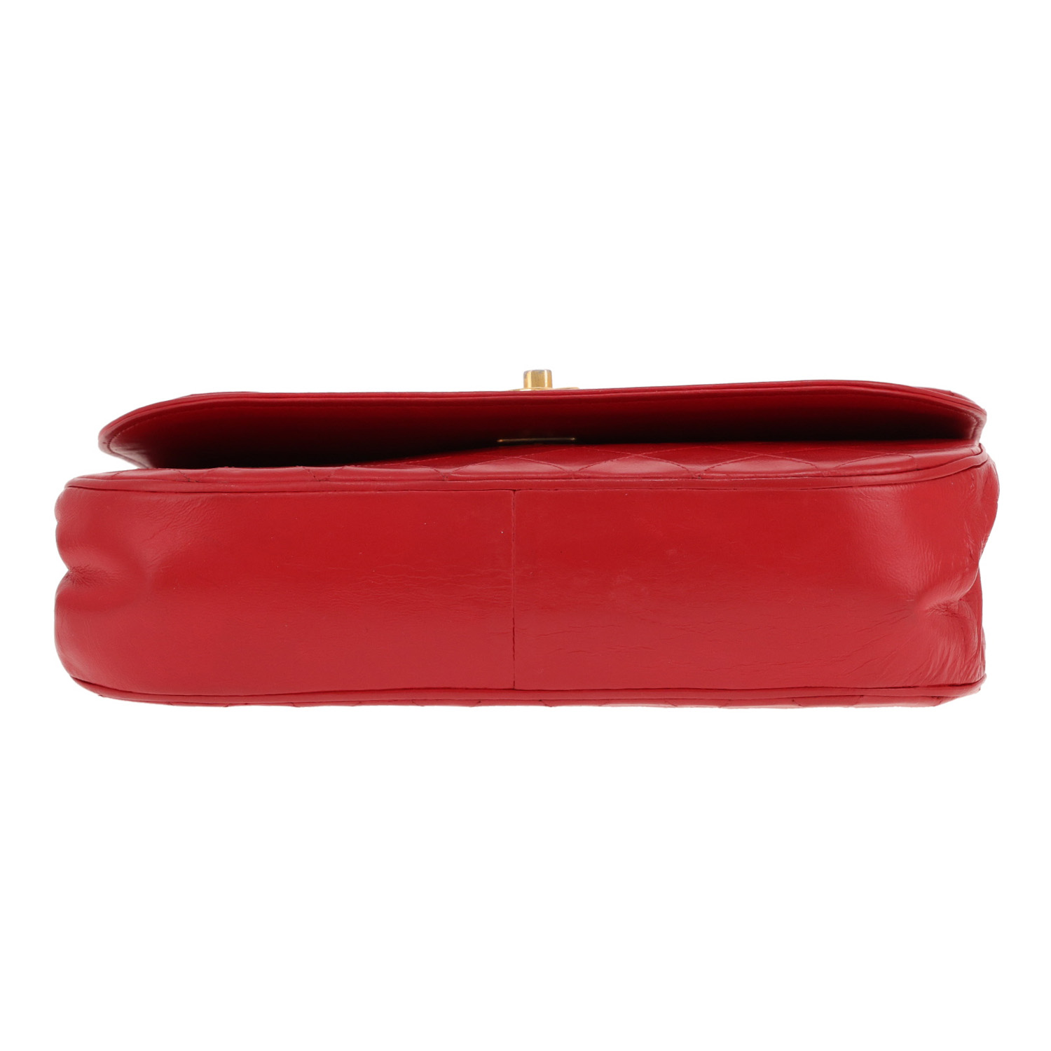 Sac bandoulière Chanel  Vintage en cuir matelassé rouge - Detail D1