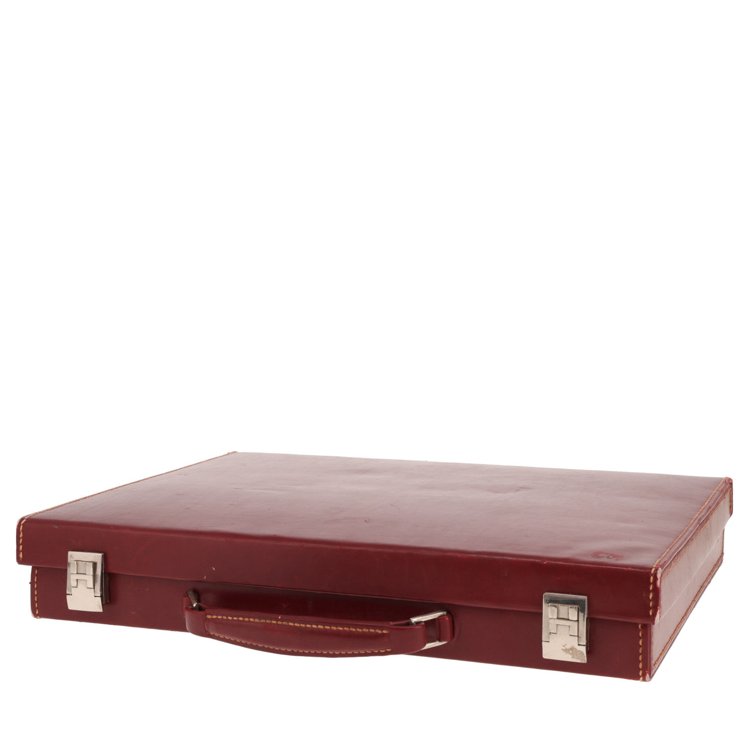 Maletín Hermès Jet de piel roja tipo «box» H - Detail D4