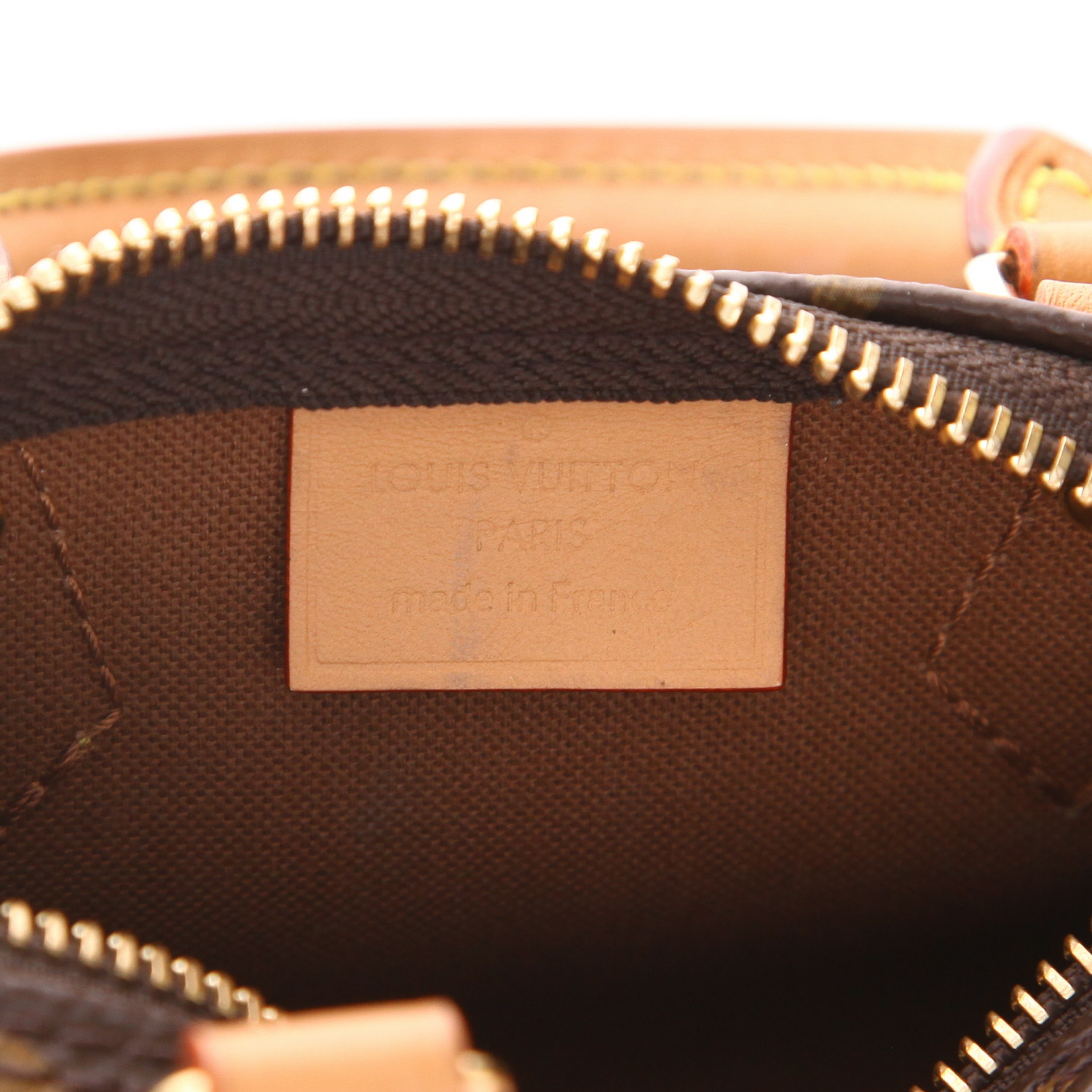 Sac à main Louis Vuitton  Nano Speedy en toile monogram marron et cuir naturel - Detail D2