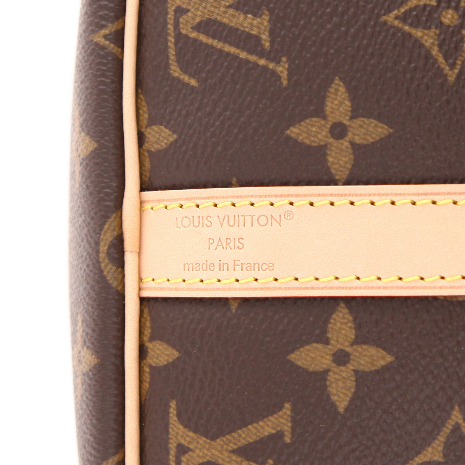 Borsa Louis Vuitton Speedy 30 in tela Monogram marrone e pelle naturale - Detail D2