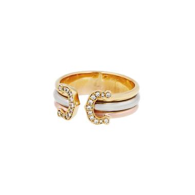 Bague années 1990 Cartier C de Cartier en 3 ors et diamants
