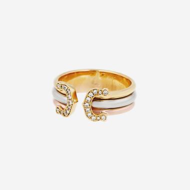 Bague années 1990 Cartier C de Cartier en 3 ors et diamants