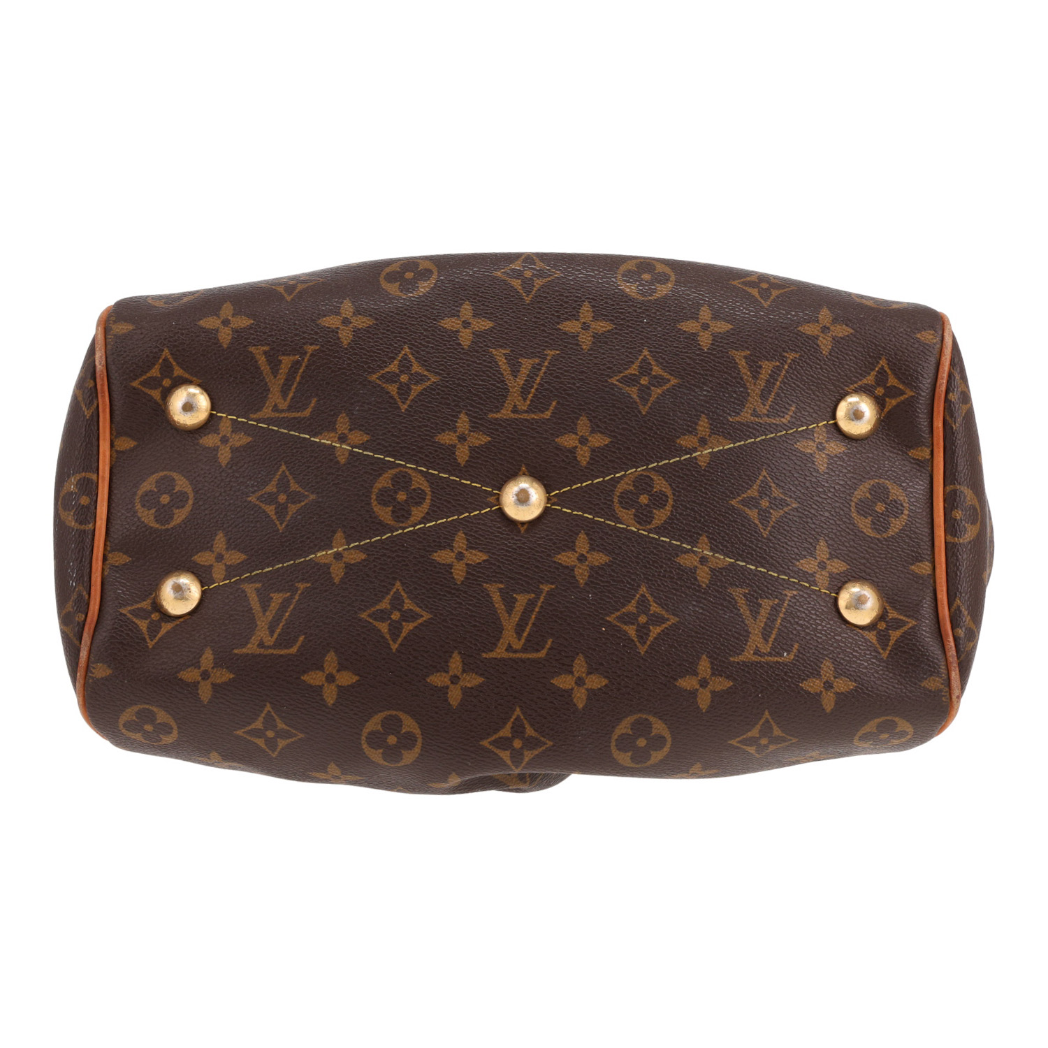 Bolso de mano Louis Vuitton «Tivoli» de lona Monogram marrón y piel natural - Detail D1