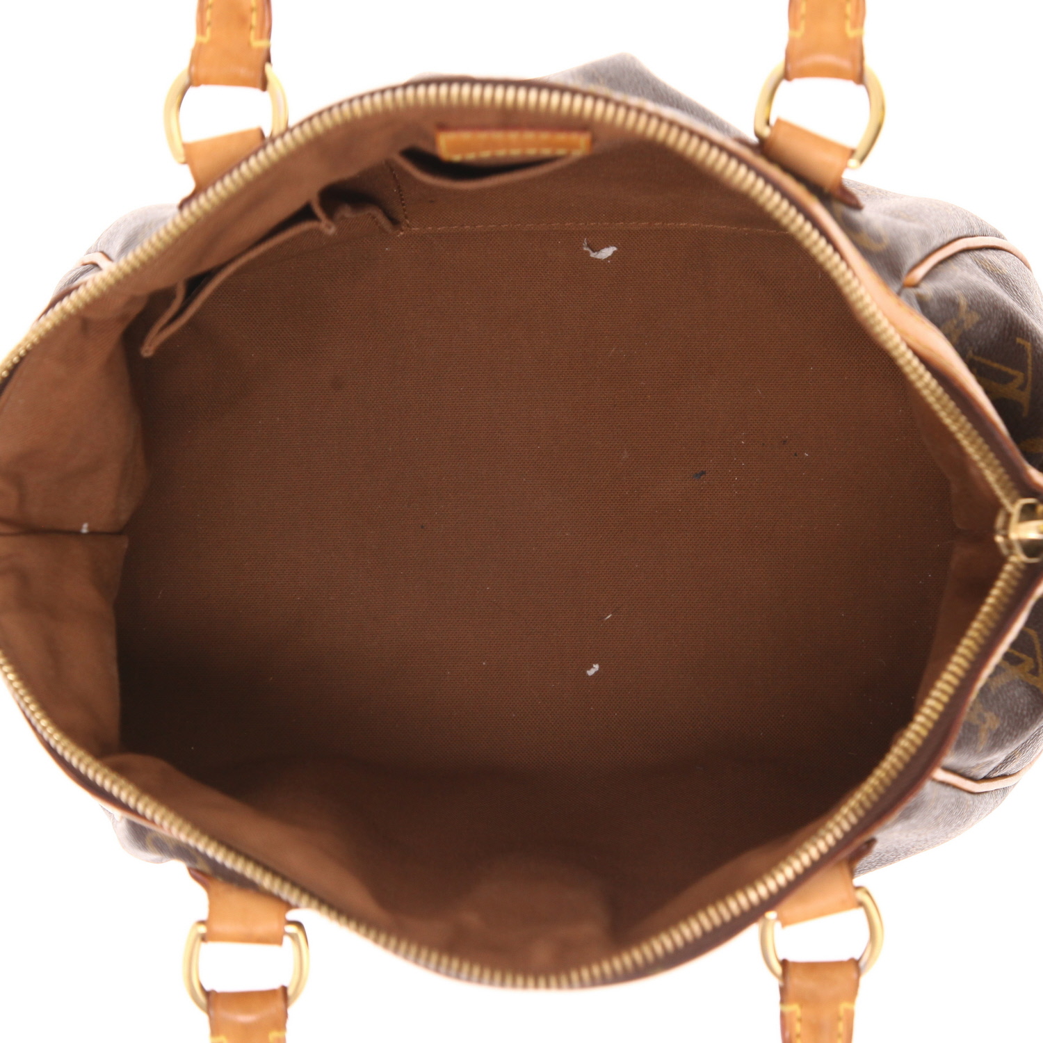 Bolso de mano Louis Vuitton «Tivoli» de lona Monogram marrón y piel natural - Detail D3
