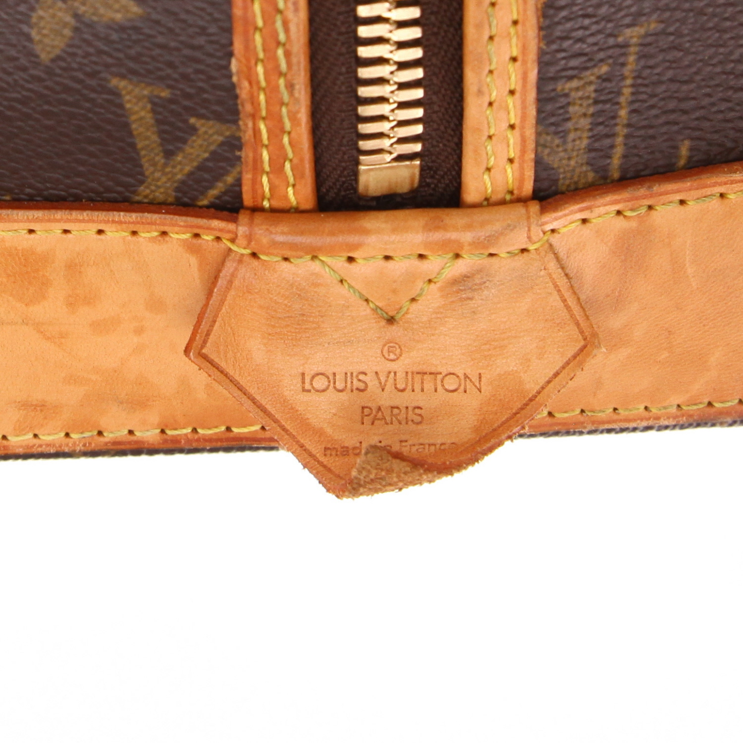 Sac de voyage Louis Vuitton  Alma en toile monogram marron et cuir naturel - Detail D2