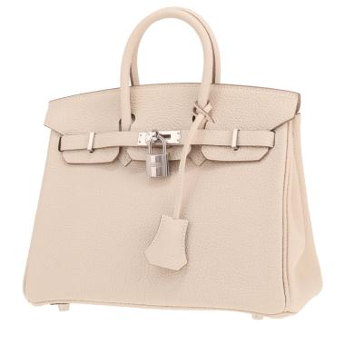 Sac à main Hermès  Birkin 25 cm en cuir togo Craie