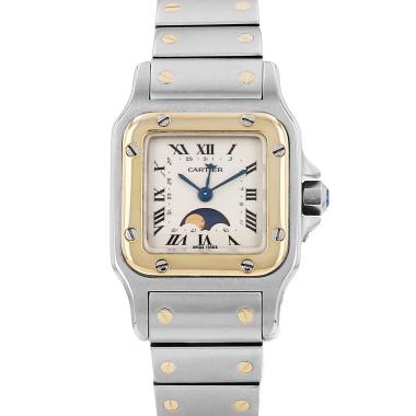 Reloj Cartier Santos Galbée, modelo pequeño, de oro y acero. Ref.: Cartier - 119902. Hacia 1990