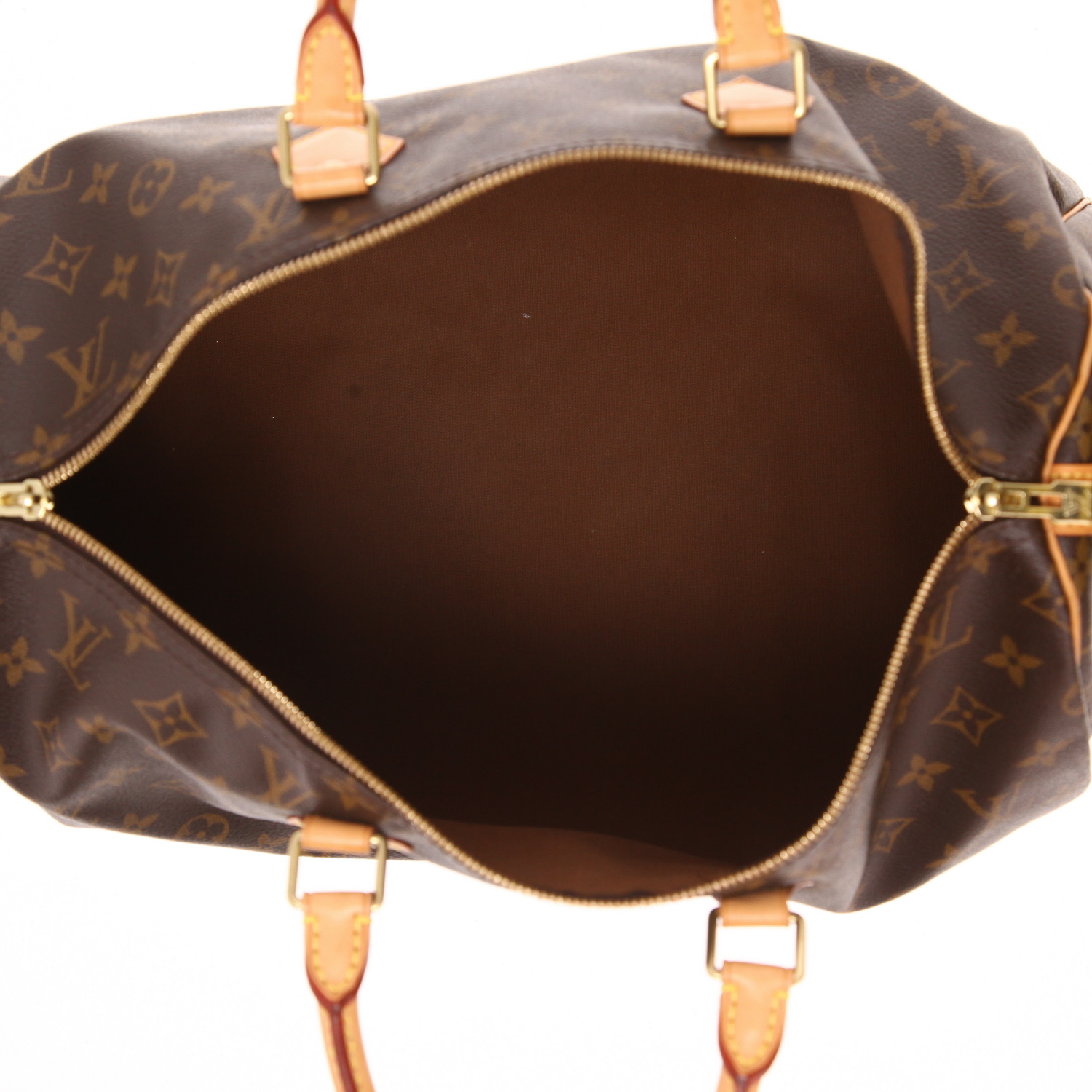 Sac à main Louis Vuitton  Speedy 40 en toile monogram marron et cuir naturel - Detail D3