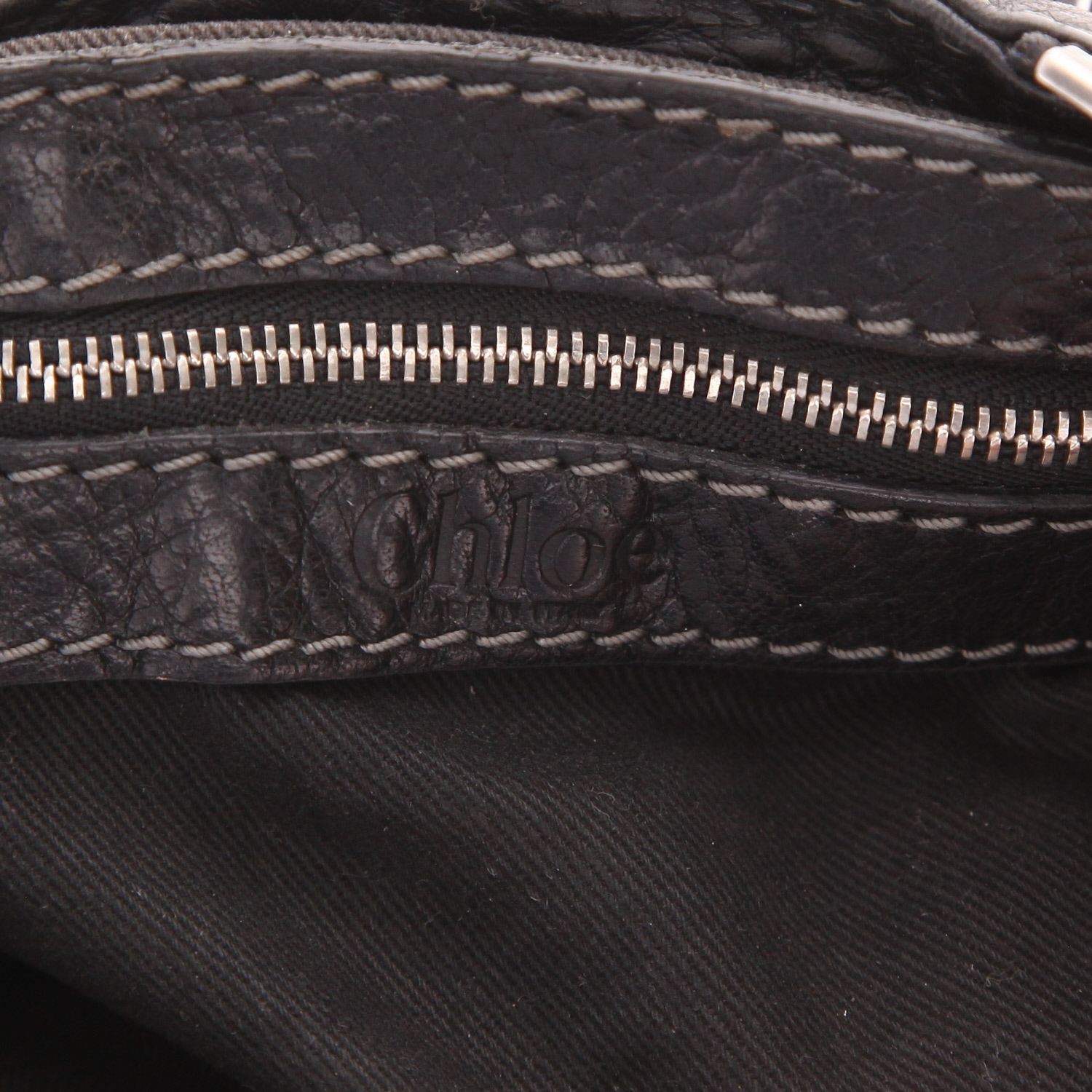 Chloé Paddington handbag in black grained leather - Detail D2