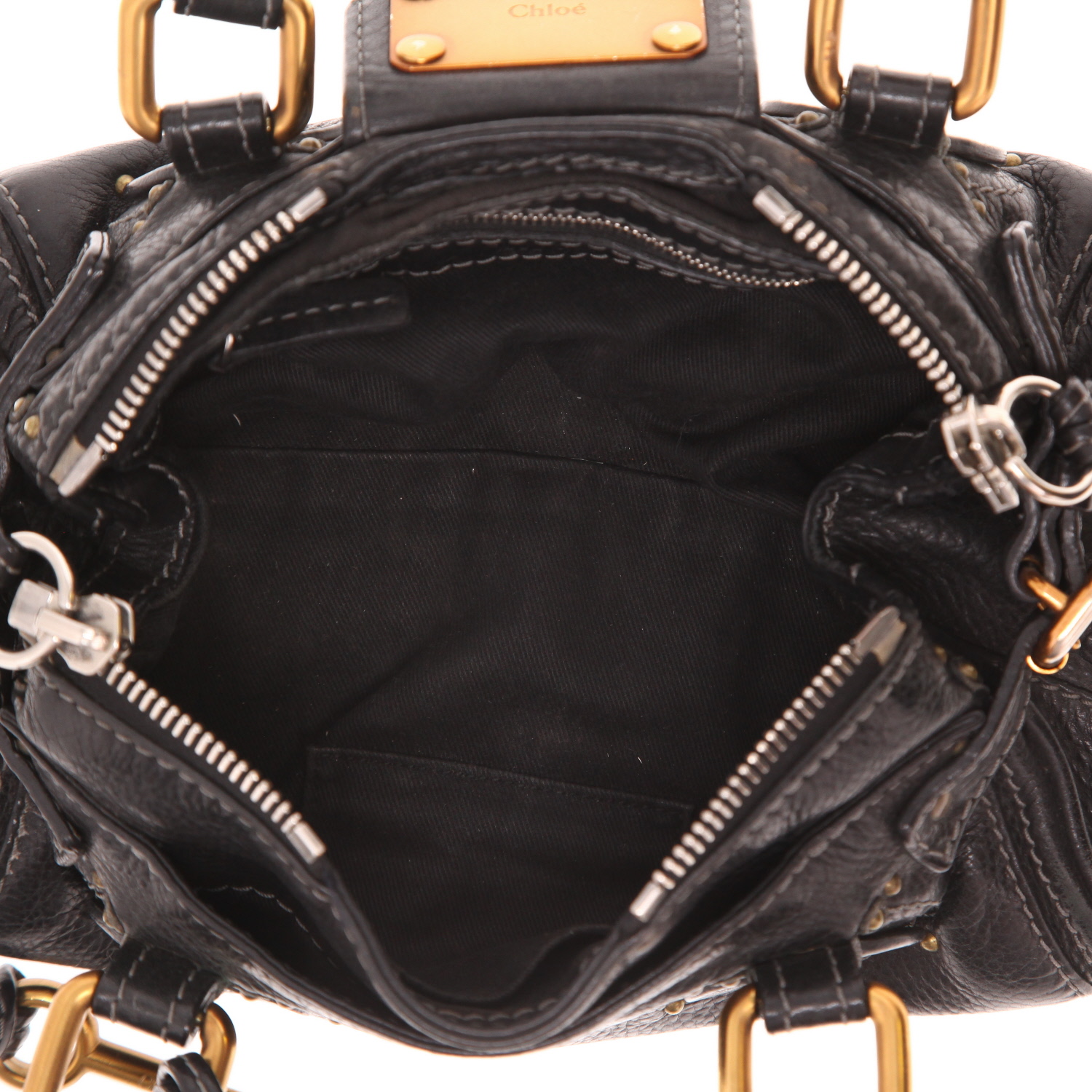 Borsa Chloé Paddington in pelle martellata nera - Detail D3