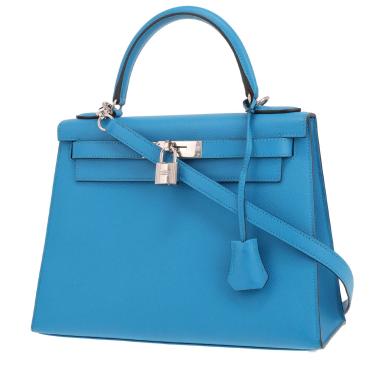Sac à main Hermès  Kelly 28 cm en cuir epsom Bleu Zanzibar
