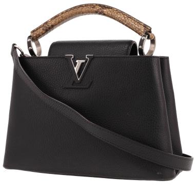 Bolso de mano Louis Vuitton Capucine MM de piel de becerro «Clémence» negra y pitón beige