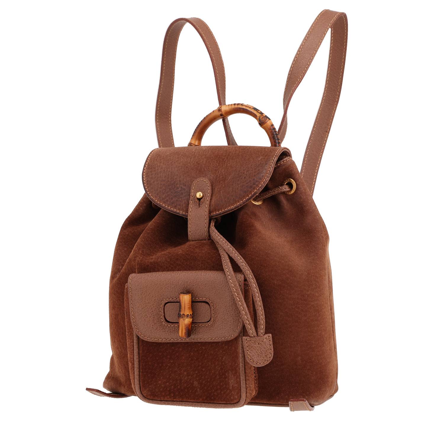 Sac à dos Gucci en daim marron et cuir marron