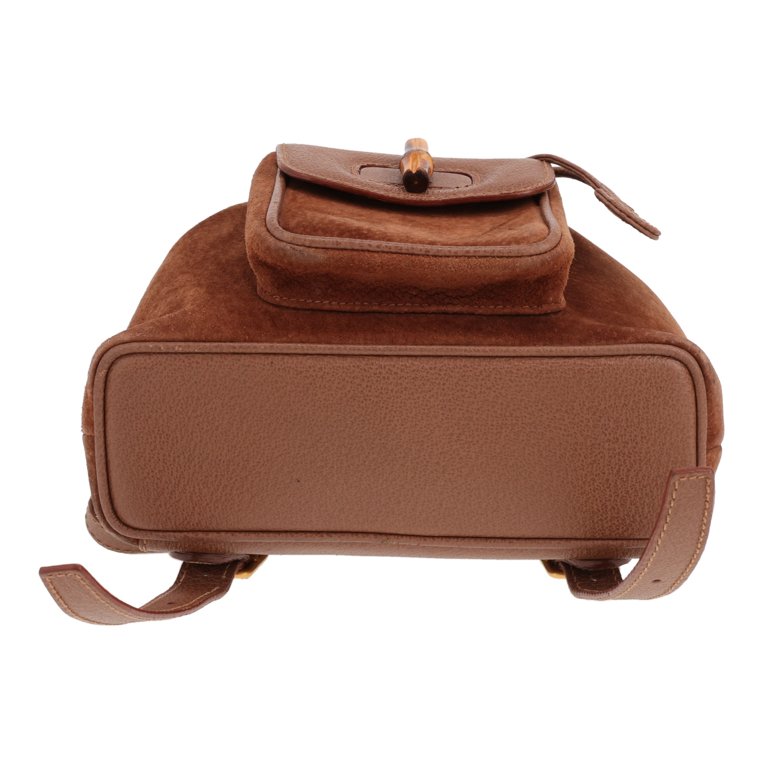 Sac à dos Gucci   en daim marron et cuir marron - Detail D1