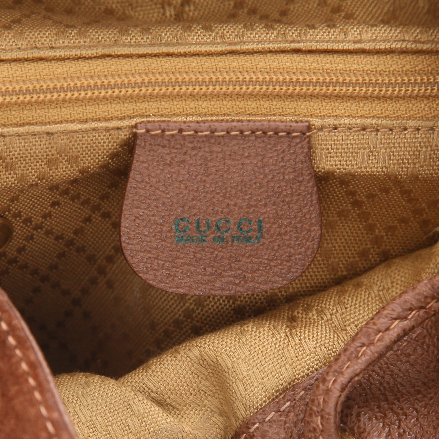 Sac à dos Gucci   en daim marron et cuir marron - Detail D2
