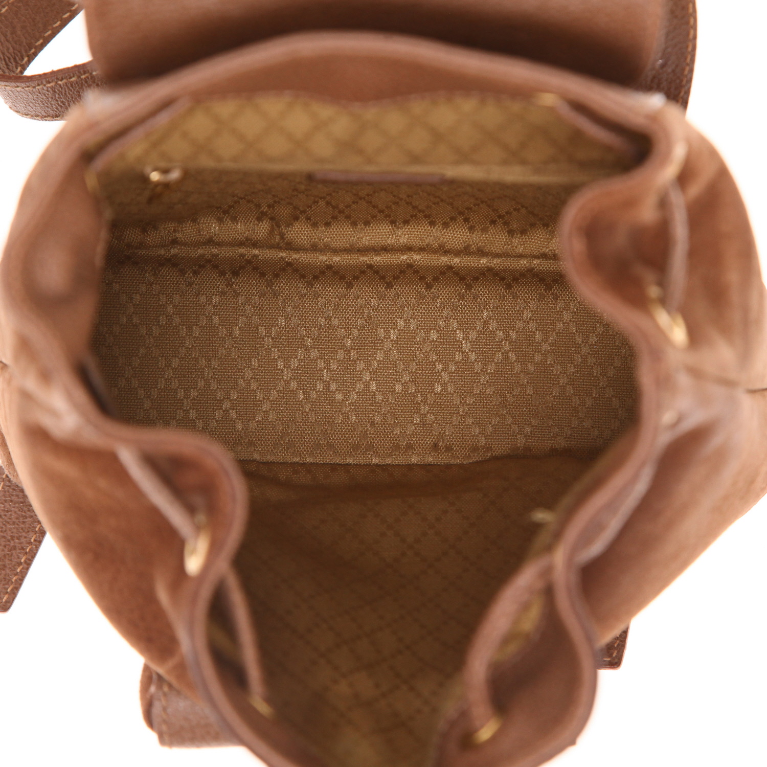 Sac à dos Gucci   en daim marron et cuir marron - Detail D3