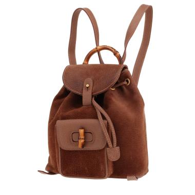 Mochila de Gucci   de ante marrón y piel marrón