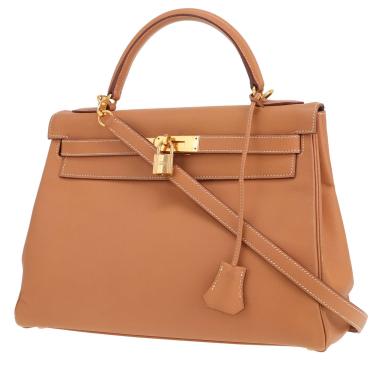 Sac à main Hermès  Kelly 32 cm en cuir Courchevel gold