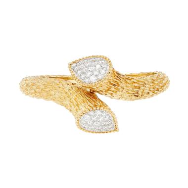 1970s-style Boucheron Serpent Bohème large clasp bracelet in yellow gold and diamonds