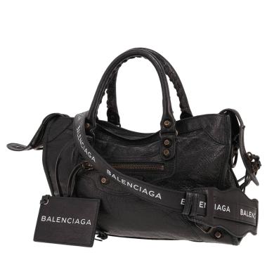 Borsa Balenciaga City in pelle invecchiata nera