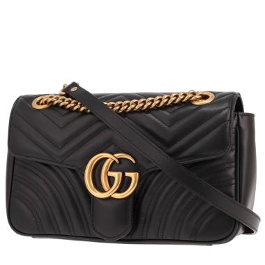 Sac bandoulière Gucci  GG Marmont en cuir matelassé noir