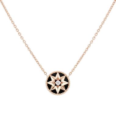 Collier Dior Rose des vents en or rose, onyx et diamant
