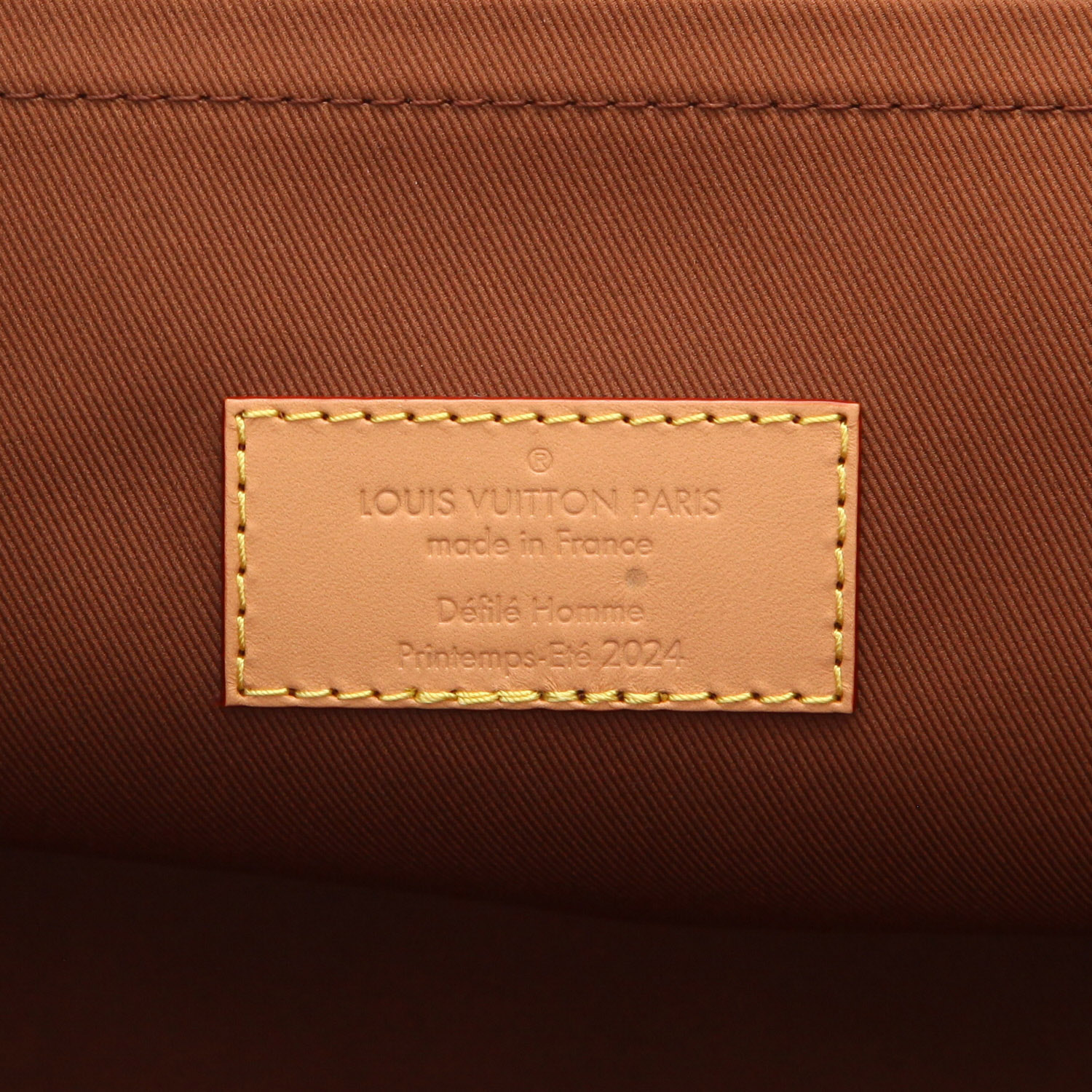 Louis Vuitton travel bag   in brown and blue Damier canvas and natural leather - Detail D2