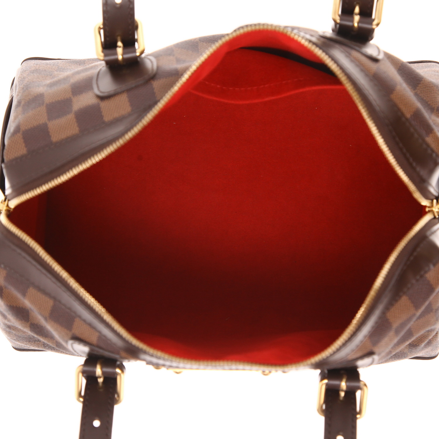 Sac à main Louis Vuitton  Berkeley en toile damier ébène et cuir marron - Detail D3
