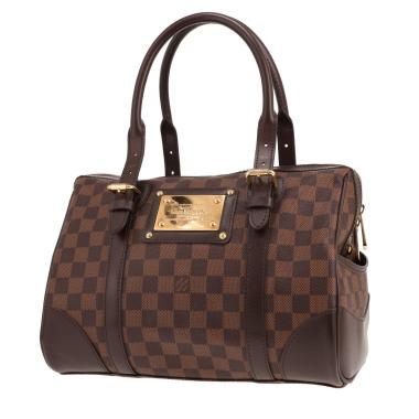 Louis Vuitton Berkeley handbag in ebony Damier canvas and brown leather