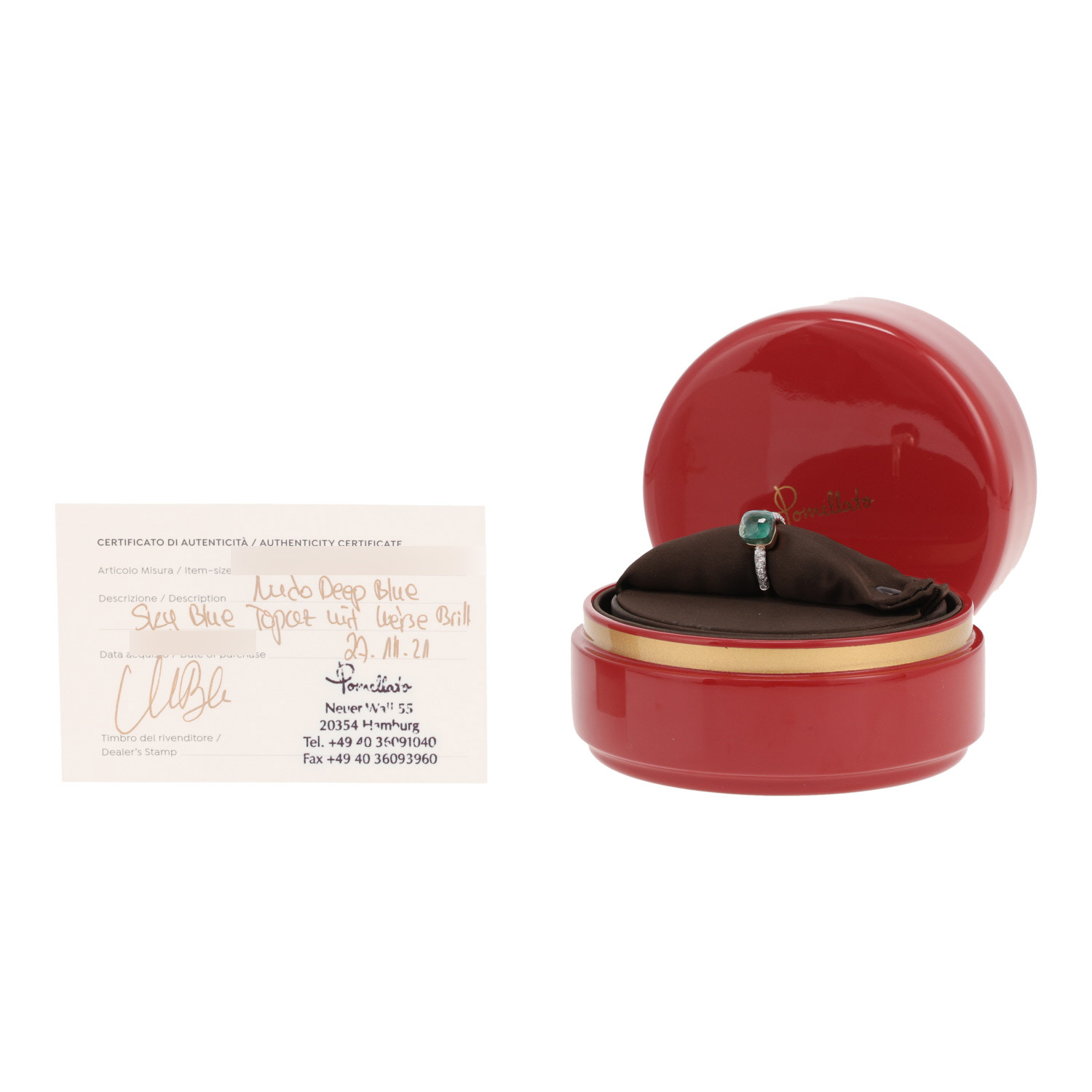 Bague Pomellato Nudo Petit petit modèle en or rose, or blanc et topaze, en agate et en diamants - Detail D2
