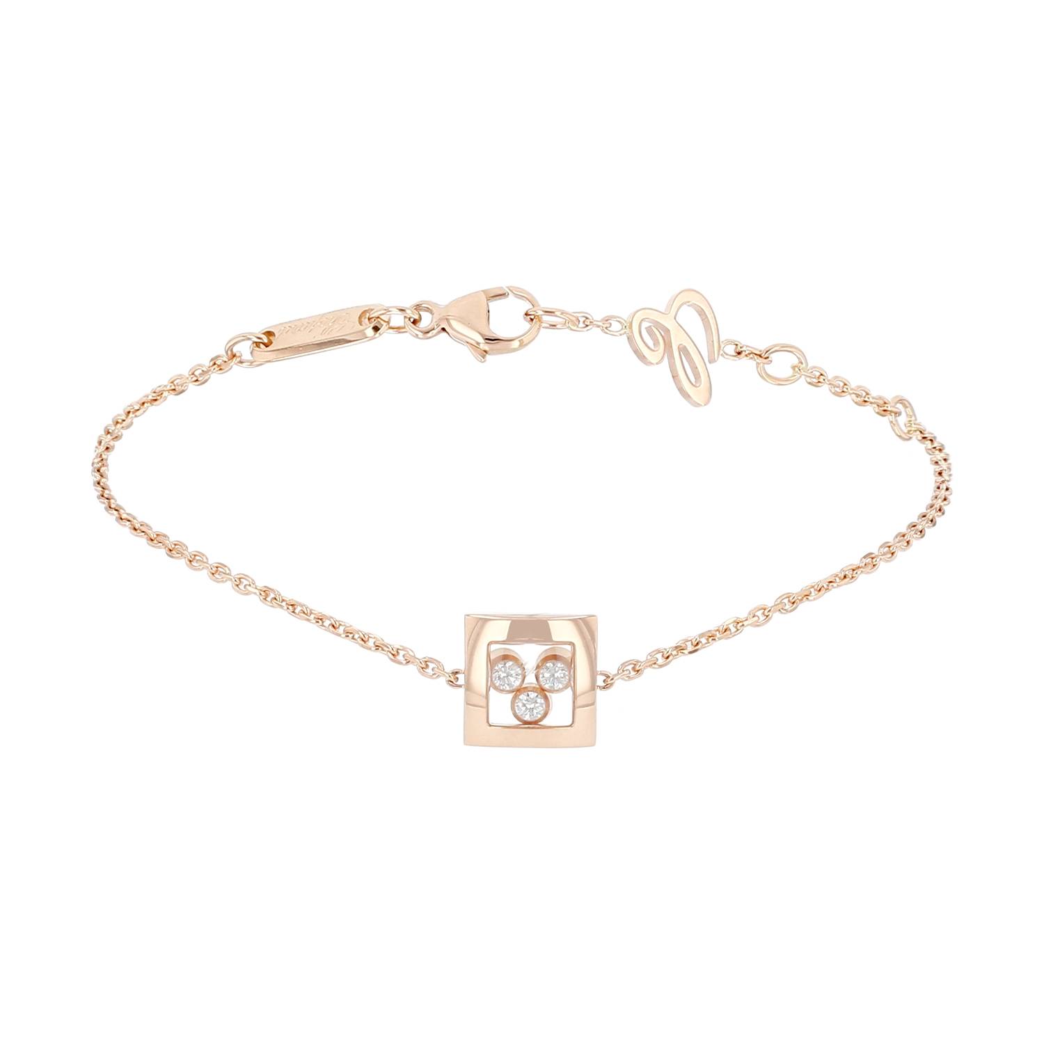 Bracelet Chopard Happy Diamonds en or rose et diamants