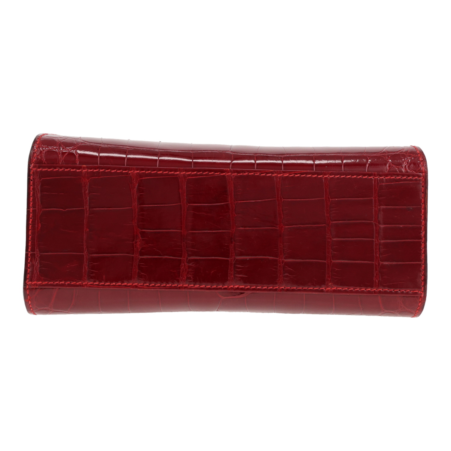 Bolso bandolera Hermès Kelly Sport de piel de cocodrilo rojo - Detail D1