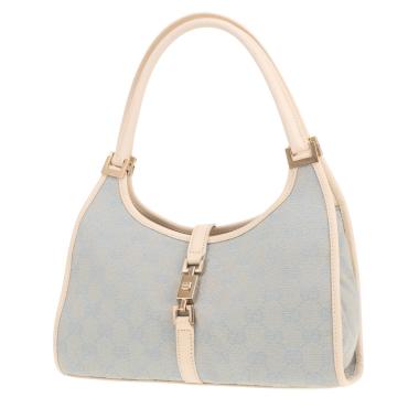 Sac à main Gucci   en toile sûpreme GG bleue et cuir blanc