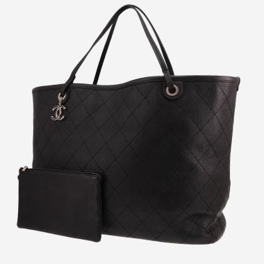 Sac cabas Chanel  Shopper Fever en cuir matelassé noir