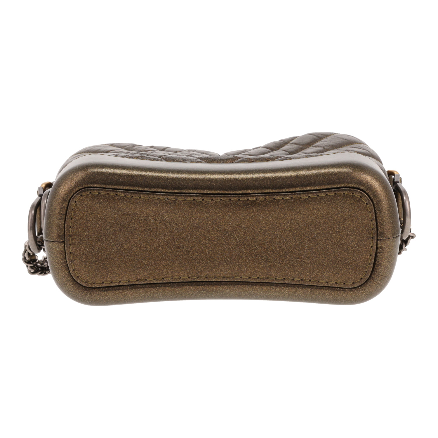 Chanel Gabrielle small crossbody bag in khaki-green quilted leather - Detail D1