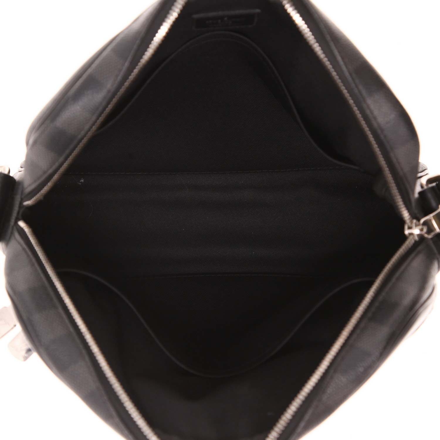 Sac bandoulière Louis Vuitton  Dayton Reporter en toile damier graphite noire et cuir noir - Detail D3