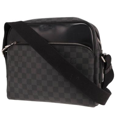 Sac bandoulière Louis Vuitton  Dayton Reporter en toile damier graphite noire et cuir noir