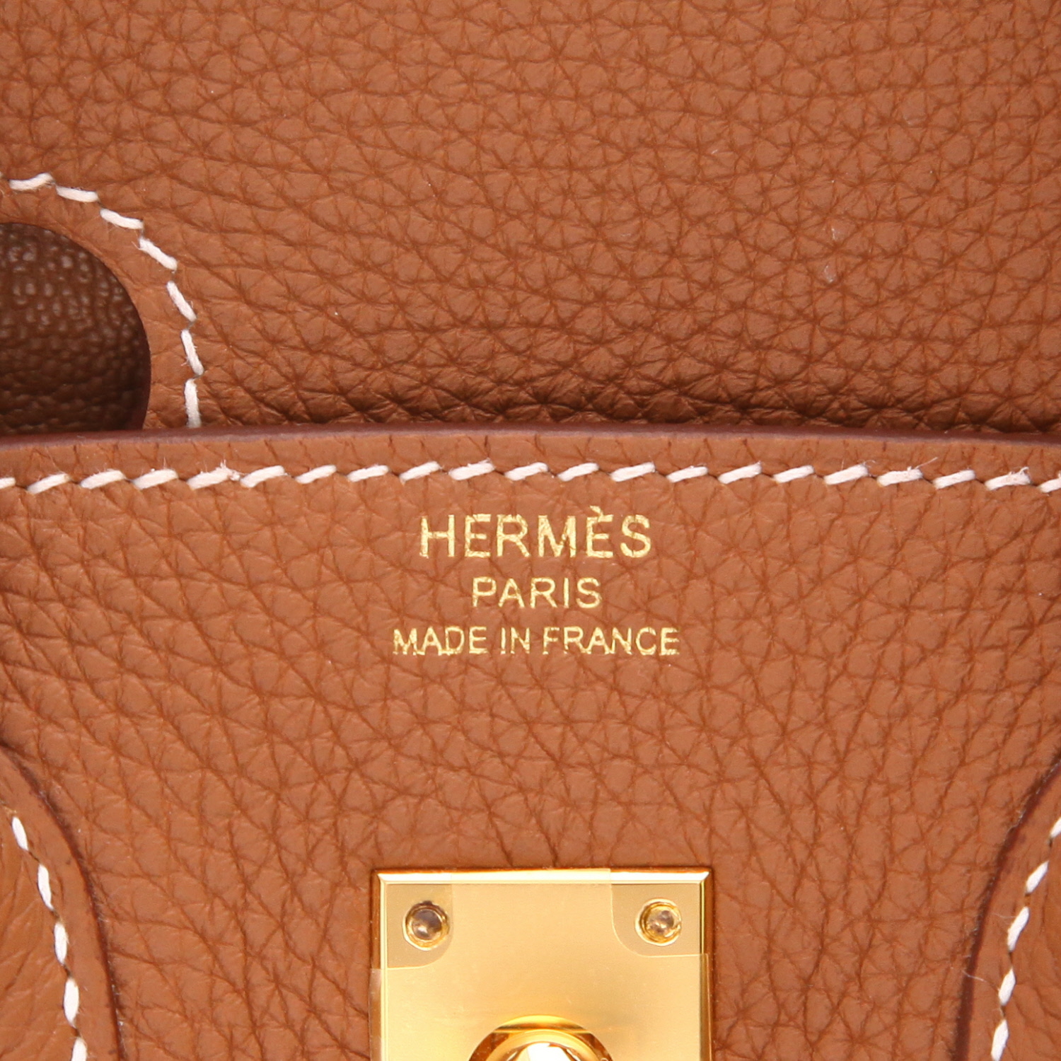 Bolso Hermès Birkin de 25 cm en piel Togo Gold - Detail D2