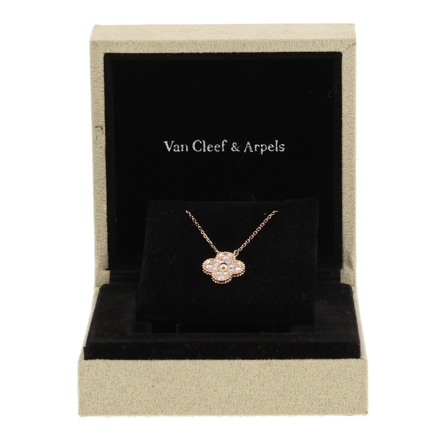 Pendentif Van Cleef & Arpels Vintage Alhambra en or jaune et diamants - Detail D2