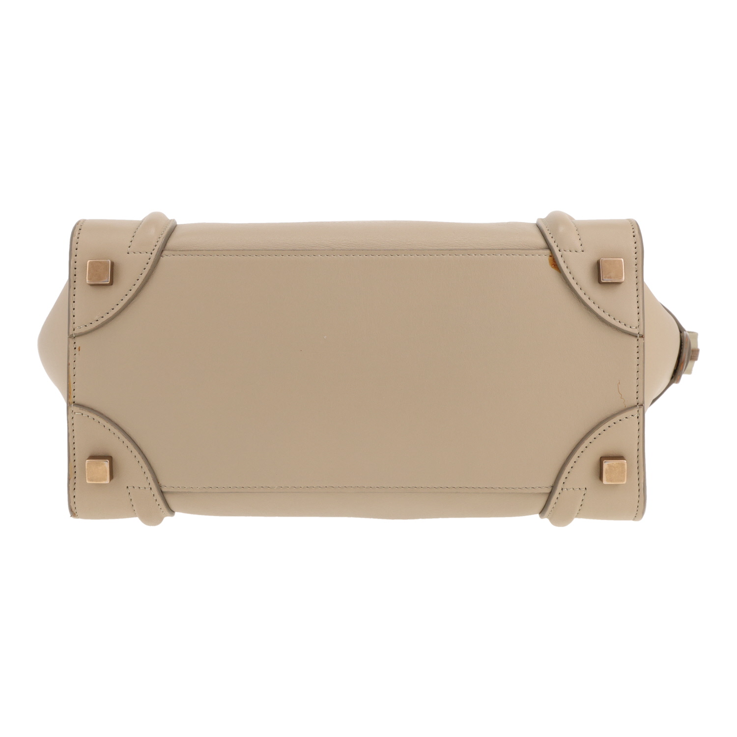 Celine Luggage tote bag in beige leather - Detail D1