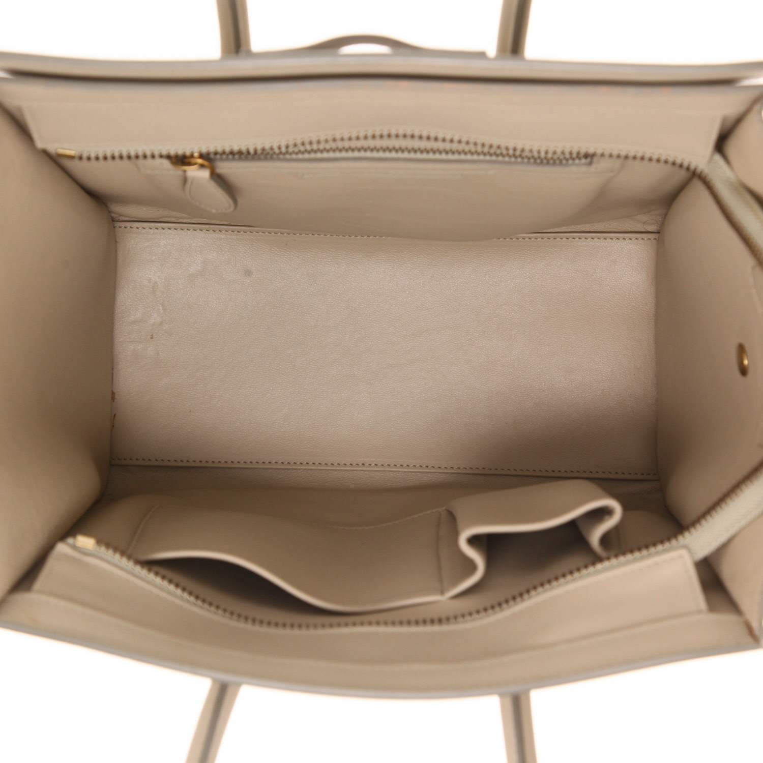 Celine Luggage tote bag in beige leather - Detail D3