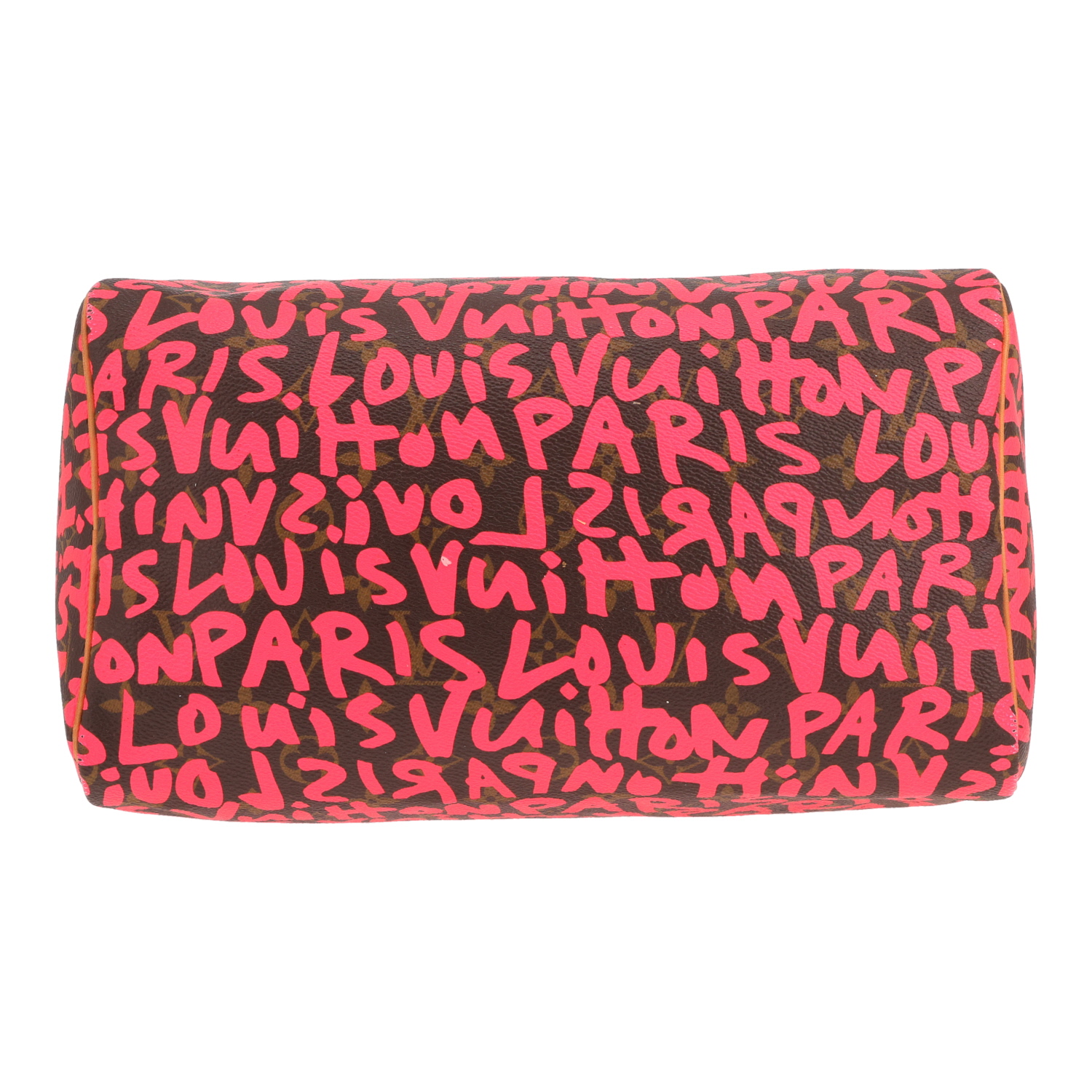 Bolso Louis Vuitton Speedy 30 Graffiti, edición limitada, en lona Monogram marrón y rosa y piel natural - Detail D1