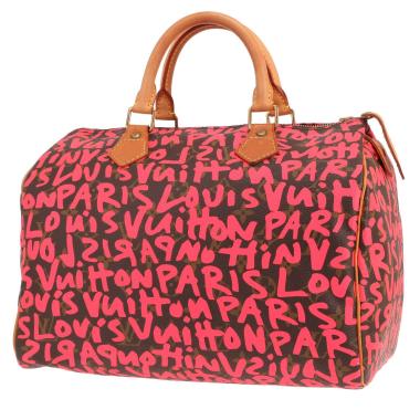 Borsa Louis Vuitton Speedy 30 Graffiti in edizione limitata, in tela Monogram marrone e rosa e pelle naturale