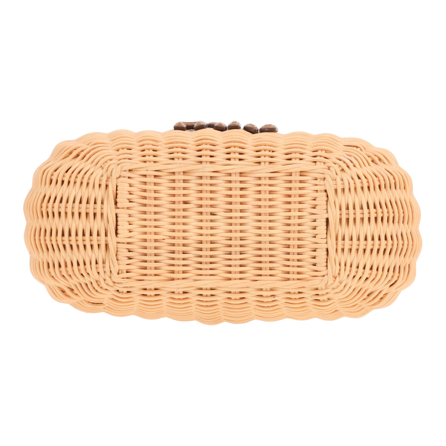 Bolso Miu Miu «Wander» de mimbre beige y piel marrón - Detail D1
