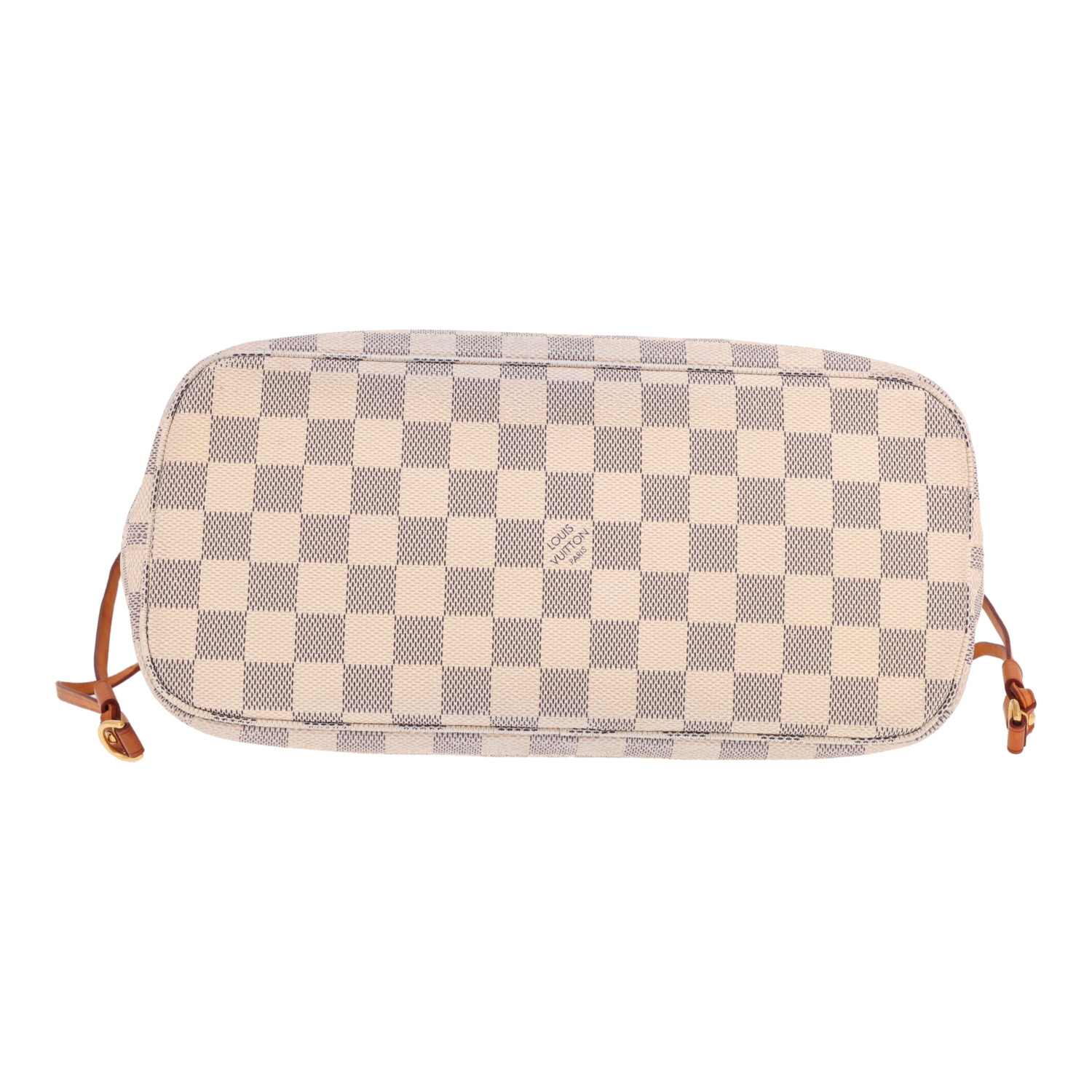 Louis Vuitton Neverfull small tote bag in azure Damier canvas and natural leather - Detail D1