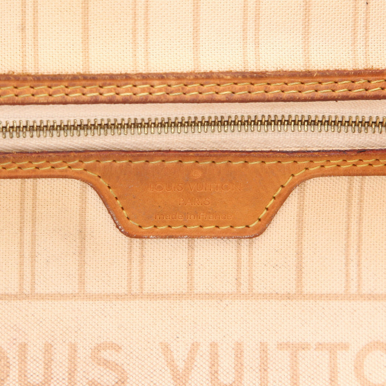 Borsa shopping Louis Vuitton Neverfull, modello piccolo, in tela Damier azzurra e pelle naturale - Detail D2
